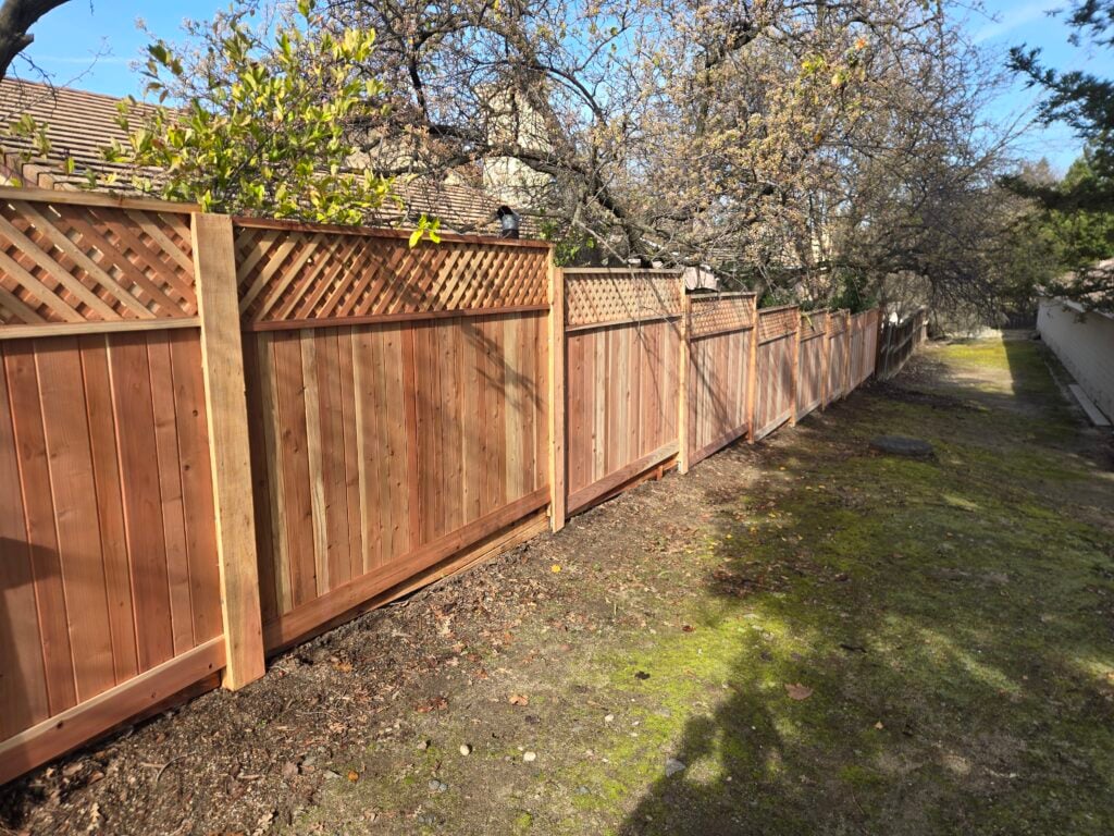 Redwood Fence Installation in Rocklin