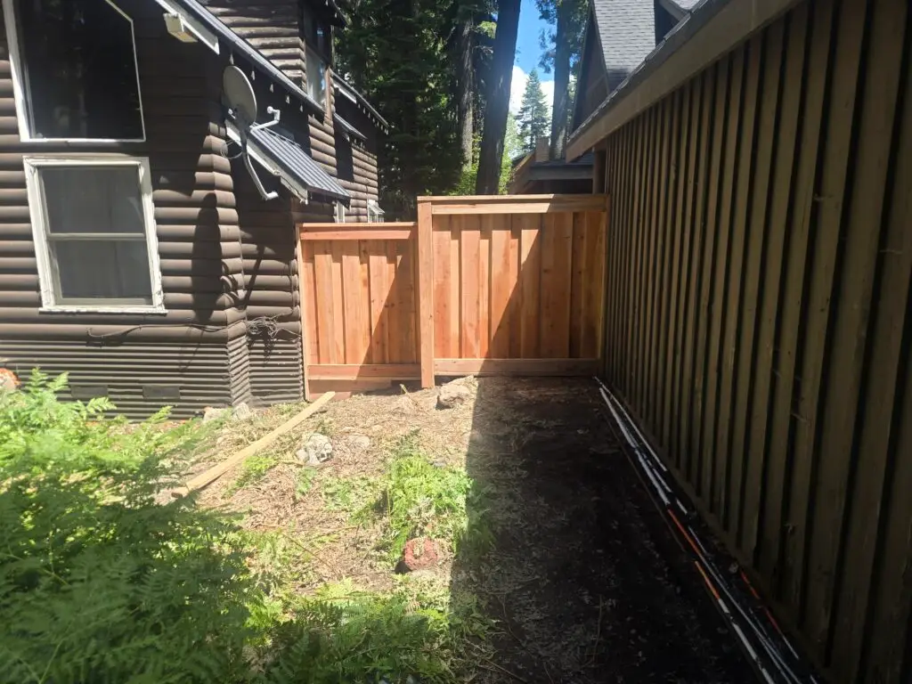 Fence Replacement in Tahoe Pines — board-on-board fence